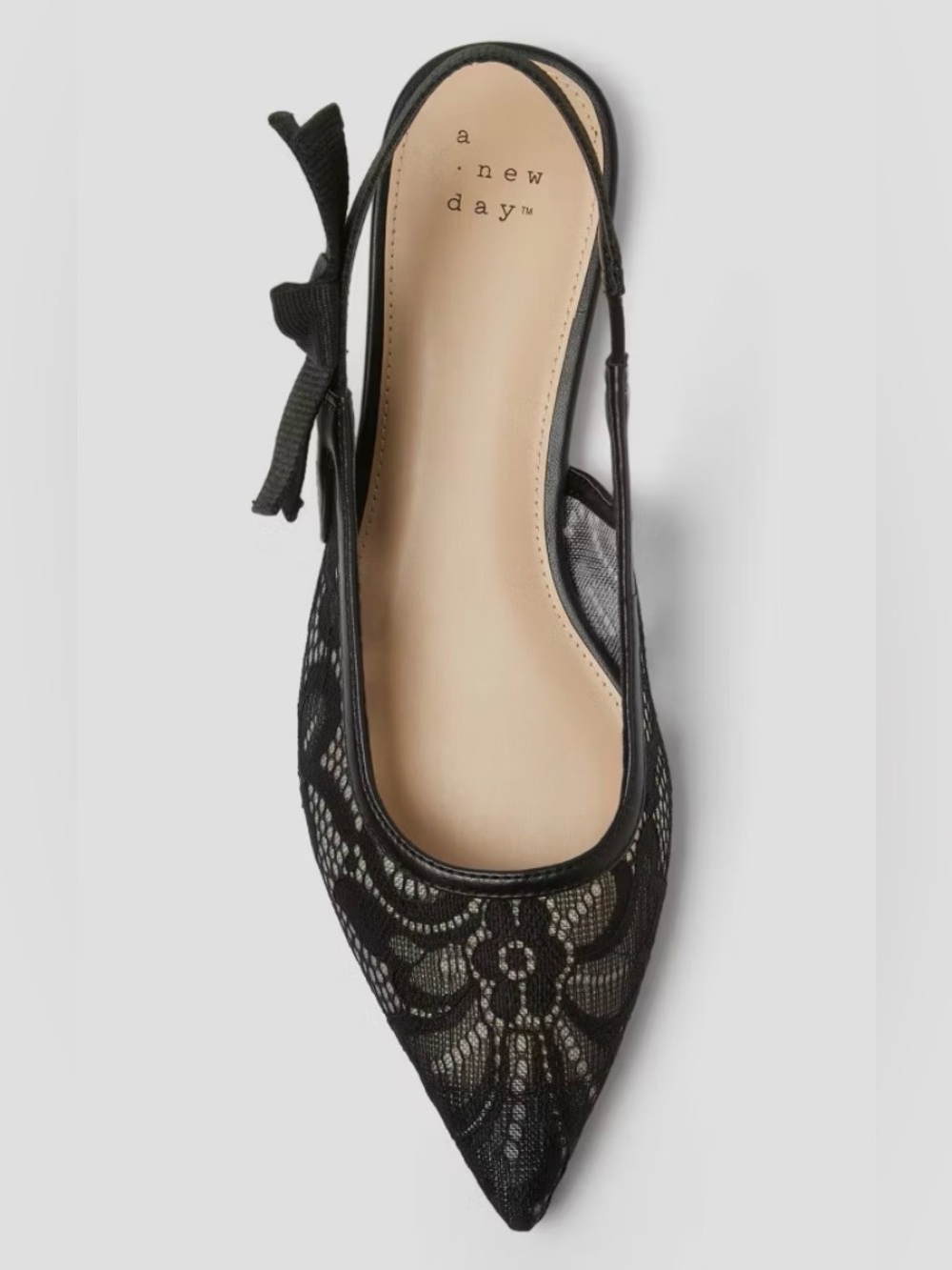 London lace sling back bow flats
